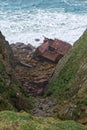 Shipwreck, below Mayon cliffs, Land's End, Cornwall.