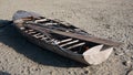Hull of a shipwrecked small sailboat on the beach Royalty Free Stock Photo