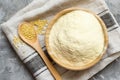 Hulled millet flour and grain top view Royalty Free Stock Photo