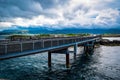 Hulvagen Bridge near Atlantic Ocean Road, passing through small islands in Norwegian Sea and is part of National Tourist Routes Royalty Free Stock Photo