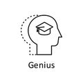 Human, academic cap in mind icon. Element of human mind with name icon. Thin line icon for website design and development, app Royalty Free Stock Photo