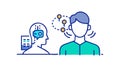 Human-AI Collaboration Icon, Digital Brain Smart Assistant Partnership, vector design Generative AI Royalty Free Stock Photo