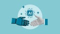 Human and AI Partnership as Future of Work - Robotic and Human Hands Reaching Toward Cooperation, Innovation Royalty Free Stock Photo