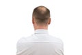 Human alopecia or hair loss - adult men bald head. back of balding man from shoulders isolated on white background Royalty Free Stock Photo