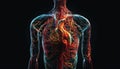 Human anatomy Blood flowing through heart ventricle generated by AI