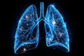 human anatomy lung medical illustration in blue and black, in the style of 3d, simple, black background. Generative AI Royalty Free Stock Photo