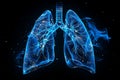 human anatomy lung medical illustration in blue and black, in the style of 3d, simple, black background. Generative AI Royalty Free Stock Photo