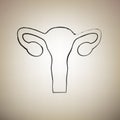 Human anatomy. Uterus sign. Vector. Brush drawed black icon at l Royalty Free Stock Photo