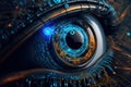 Human android cyborg eye futuristic control protection personal internet security access.Concept robot dna system, future Royalty Free Stock Photo