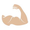 the human arm muscle strength or biceps brachii flat vector color icon