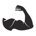 the human arm muscle strength or biceps brachii flat vector icon