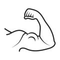 the human arm muscle strength or biceps brachii line art vector icon for apps or website