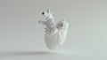 Human Artificial Cyborg Heart Pure White Anatomical Model