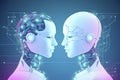 Human And Artificial Intelligence Cooperating Concept stock illustration Royalty Free Stock Photo