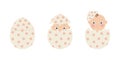 Human baby hatching from egg, embryo development evolution, vector illustration Royalty Free Stock Photo