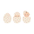 Human baby hatching from egg, embryo development evolution, vector illustration Royalty Free Stock Photo