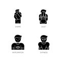 Human behaviour black glyph icons set on white space