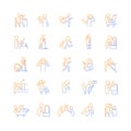 Human behaviour gradient linear vector icons set