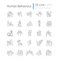 Human behaviour linear icons set