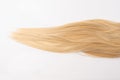 Human blond straight hair on isolated background