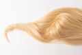 Human blond wavy hair on isolated background