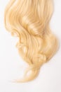 Human blond wavy hair on isolated background