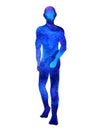 Human blue body standing pose, abstract watercolor painting hand drawing illustration