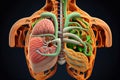 Human Body Anatomy - Lungs, Heart, Liver, Intestines.