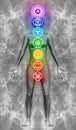 Human body aura with the seven chakras Royalty Free Stock Photo
