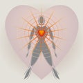 Human Body with Big Heart Radiating Rays of Light, Cardiac Coherence, Love, Health, Relaxing Expansion Network Lightworker