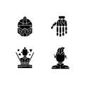Human body cyberpunk augmentations black glyph icons set on white space