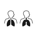 Human body with lungs black vector icon