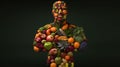 Human body made from healthy fruits and vegetables Royalty Free Stock Photo