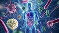 Human Body with Microorganisms Royalty Free Stock Photo