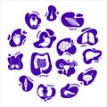 Human body organs silhouette pictogram icon set Royalty Free Stock Photo