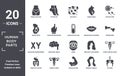 human.body.parts icon set. include creative elements as female hips and waist, fertilization, smiling mouth showing teeth, tonsil