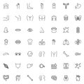 Human body parts line icons set