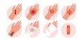 Human body parts of a physical injury with contusion, bruise open cut, wounds, vector Illustration