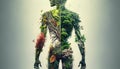Human body shape made of world of green environment forest, tree, plants, animal wildlife, biome inside the body part, Earth day Royalty Free Stock Photo