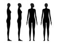 Human body silhouette of a female with a highlighted skull and chin area.
