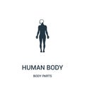 human body silhouette with focus on the head icon vector from body parts collection. Thin line human body silhouette with focus on