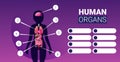 human body structure infographic poster with female internal organs icons anatomy system board portrait horizontal Royalty Free Stock Photo