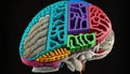 Human brain anatomy color coded Royalty Free Stock Photo