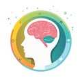 Human Brain Anatomy in Head Silhouette with Colorful Circle Elements Symbolizing Thought and Intelligence Royalty Free Stock Photo