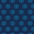 Human brain as digital seamless pattern isolated on color background Royalty Free Stock Photo