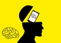 Human brain being replaced by a smart phone