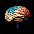 Human brain on a black background. 3d rendering. Computer digital drawing Royalty Free Stock Photo