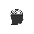 Human brain icon flat Royalty Free Stock Photo