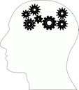 Human Brain Black and white, Thinking sign, Human brain in head icon, Think idea Royalty Free Stock Photo