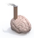 Human brain with brick chimney